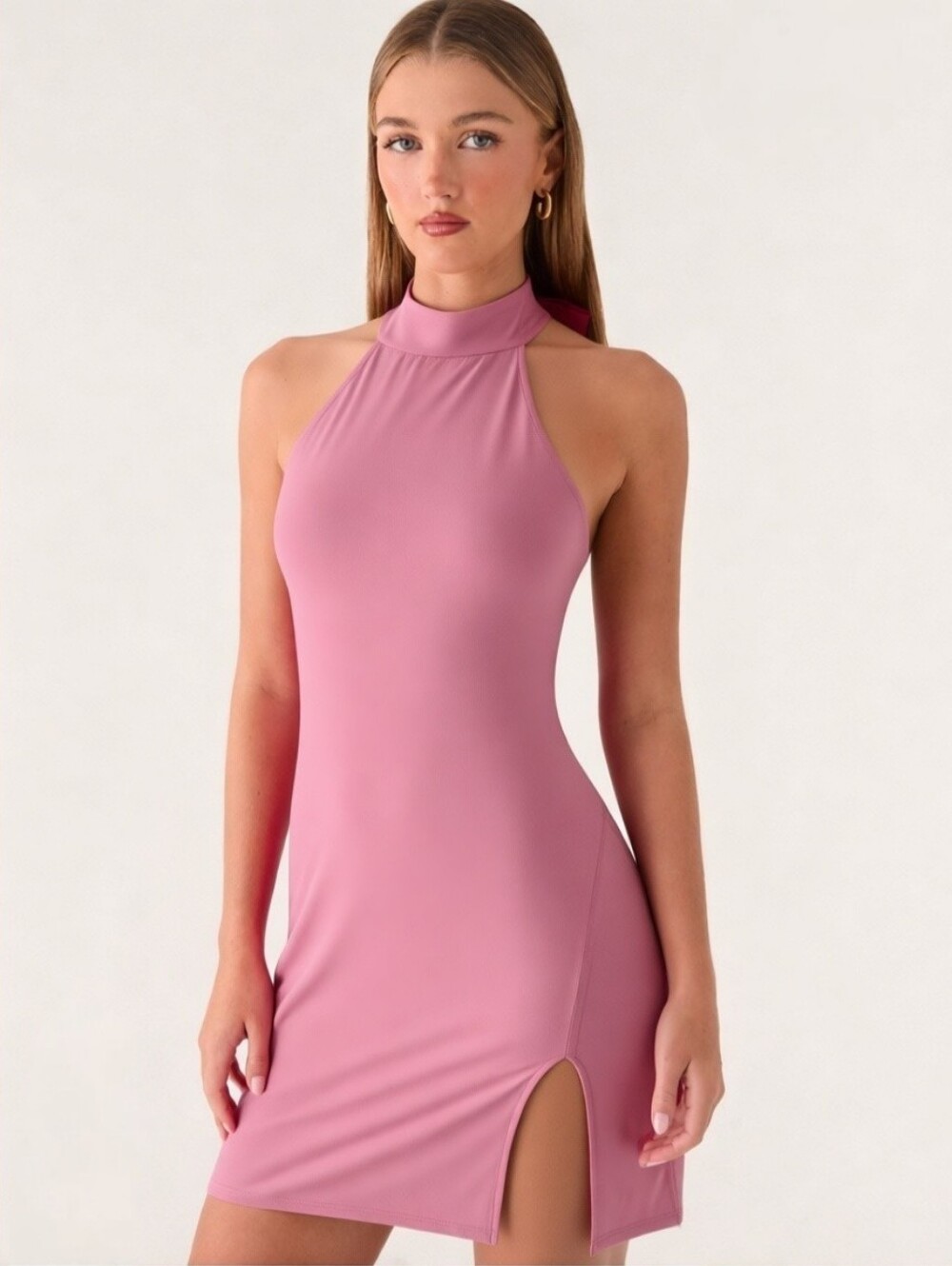 NWT PrettyLittleThing Pink Halter Dress
